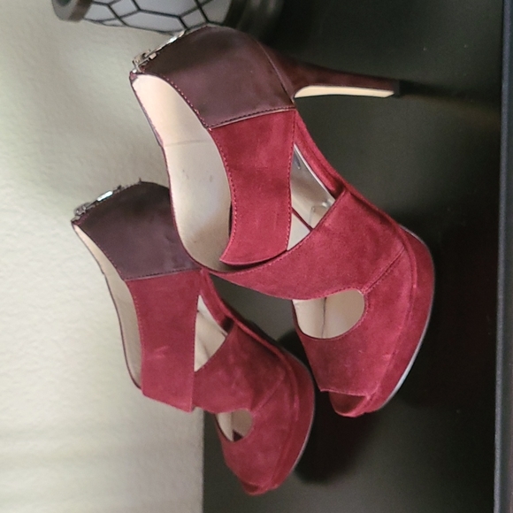 Michael Michael Kors Maroon Suede/leather Heels - Picture 3 of 5